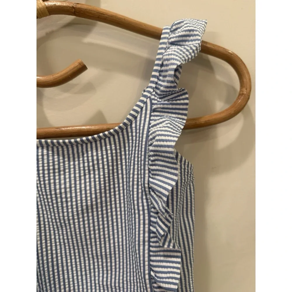 Zara‎ Girls Blue And White Stripped One Piece Swimsuit Size 8-9